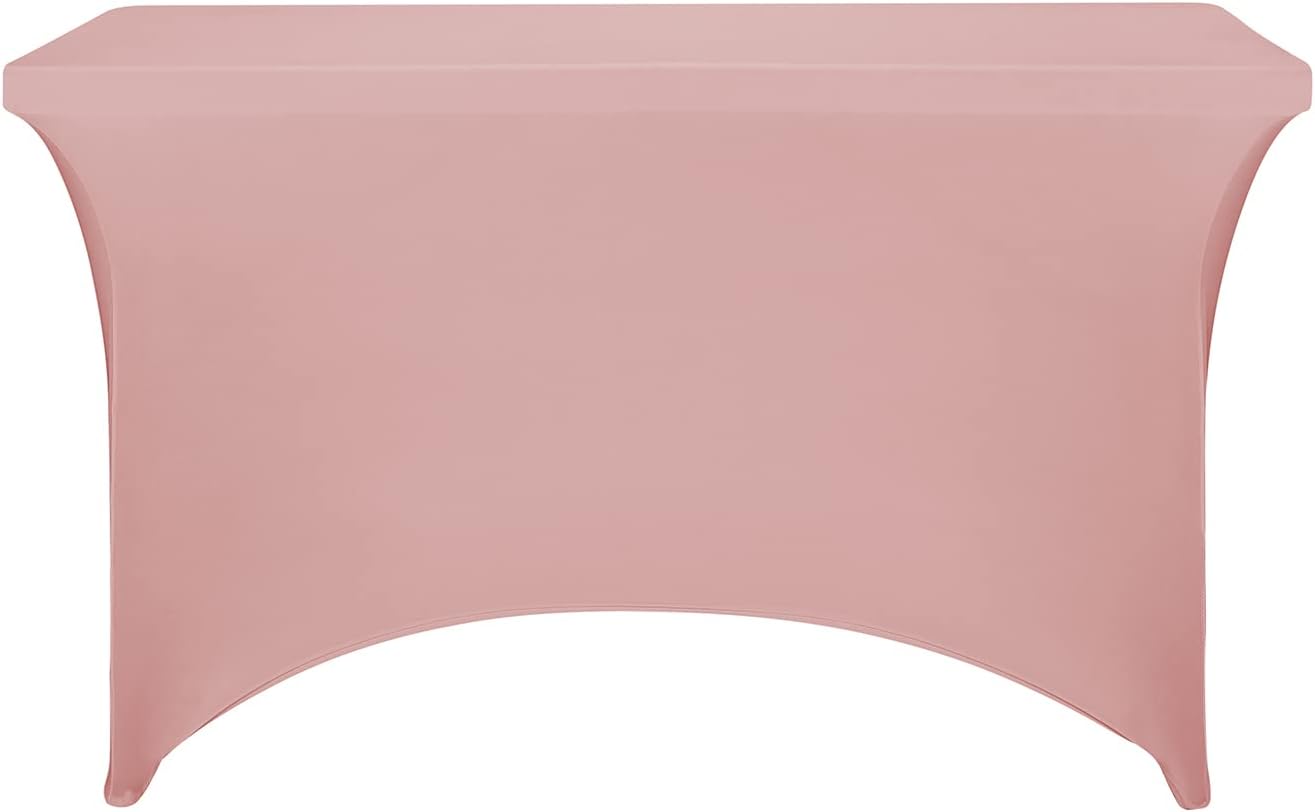 FORLIFE Spandex Table Covers，Fitted Tablecloth for Rectangular Tables, Stretch Patio Table Covers, Universal Spandex Table Cover for Wedding, Banquet, Party (4ft, Dusty Pink)