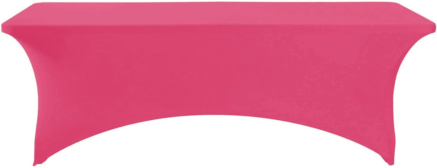 FORLIFE Spandex Table Covers，Fitted Tablecloth for Rectangular Tables, Stretch Patio Table Covers, Universal Spandex Table Cover for Wedding, Banquet, Party (8ft, Hot Pink)
