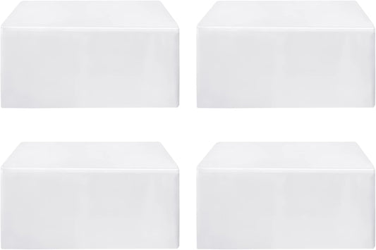 HolidayIdeas Fitted White Table Clothes - 72 x 30 Inch - 4 Pack Rectangle Table Covers for 6 Foot Tables, Polyester Fabric Tablecloths for Parties, Holiday Dinner, Wedding, Trade Show