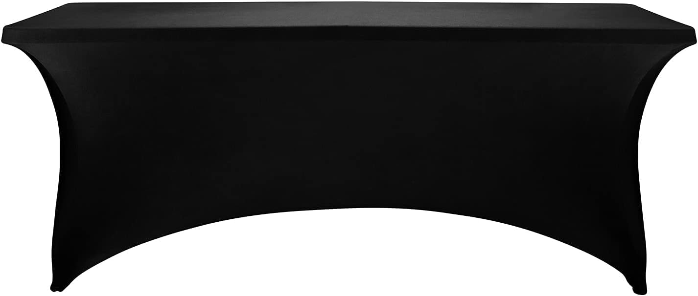 FORLIFE 4Pack Spandex Table Covers，Fitted Tablecloth for Rectangular Tables, Stretch Patio Table Covers, Universal Spandex Table Cover for Wedding, Banquet, Party (6ft, Black)