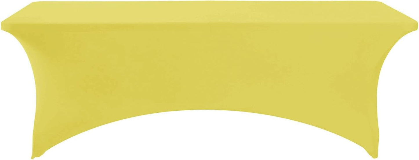 FORLIFE Spandex Table Cover - Fitted 8ft Rectangular Tablecloth, Stretch Patio Cover, Universal for Wedding, Banquet, Party (Yellow)