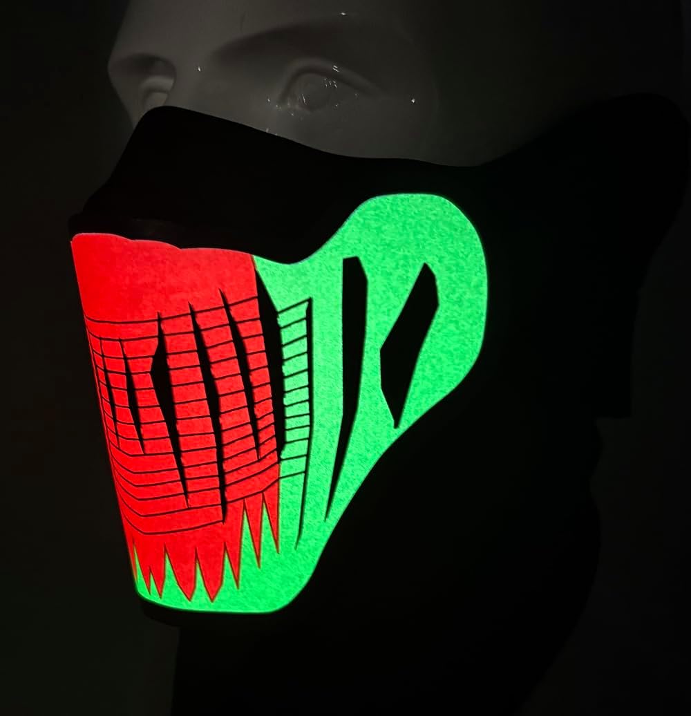 LED Halloween Mask Sound Reactive Light Up Mask Scary Masks for Costumes Cosplay,Music Party,Rave Events, EDC