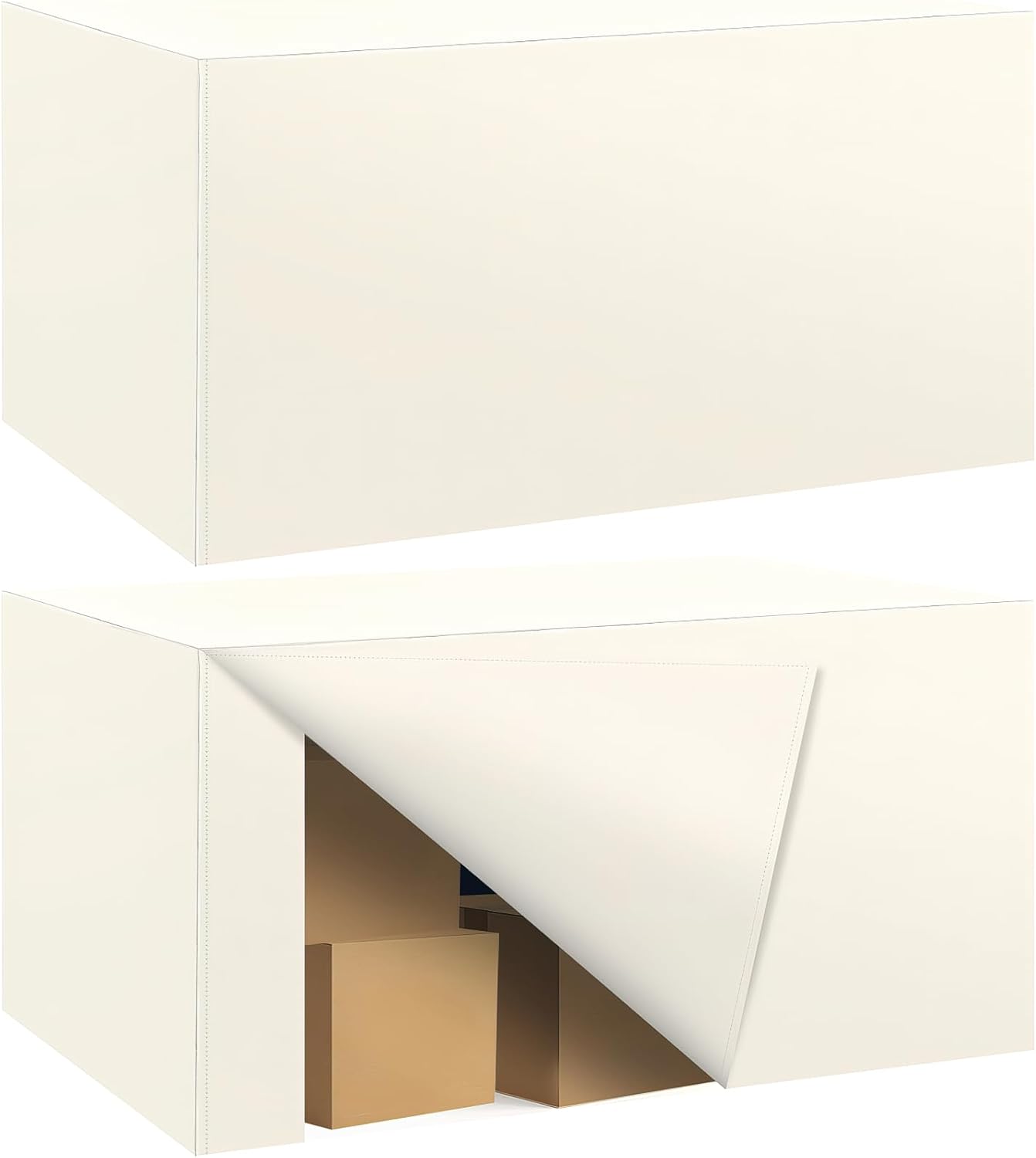 Ascoza 2 Pack Fitted Tablecloth for 4 Foot Rectangle Tables 48 x 24 Inch Ivory Table Covers Water Resistant Polyester Table Cloth for Wedding, Parties,Display, Trade Show (Ivory)