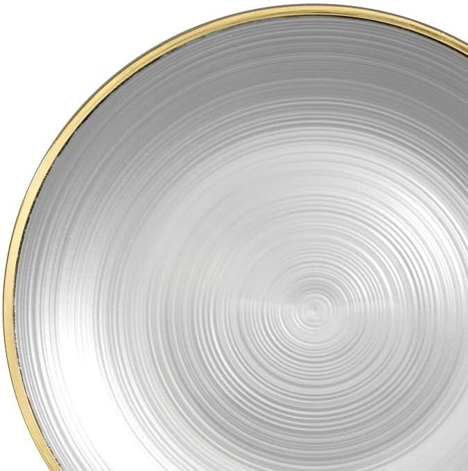 " OCCASIONS " 50 Plates Pack (25 Guests)-Wedding Party Disposable Plastic Plate Set -25 x 10'' Dinner + 25 x 7'' Salad & Dessert plates (Belize in White Pearl & Gold)