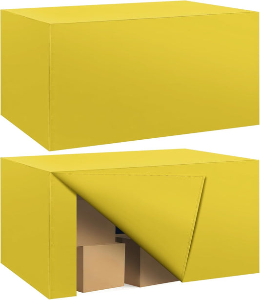 Ascoza 2 Pack Fitted Tablecloth for 4 Foot Rectangle 48 x 24 Inch Yellow Table Covers Water Resistant Polyester Cloth for Folding, Parties,Display, Trade Show (Yellow)