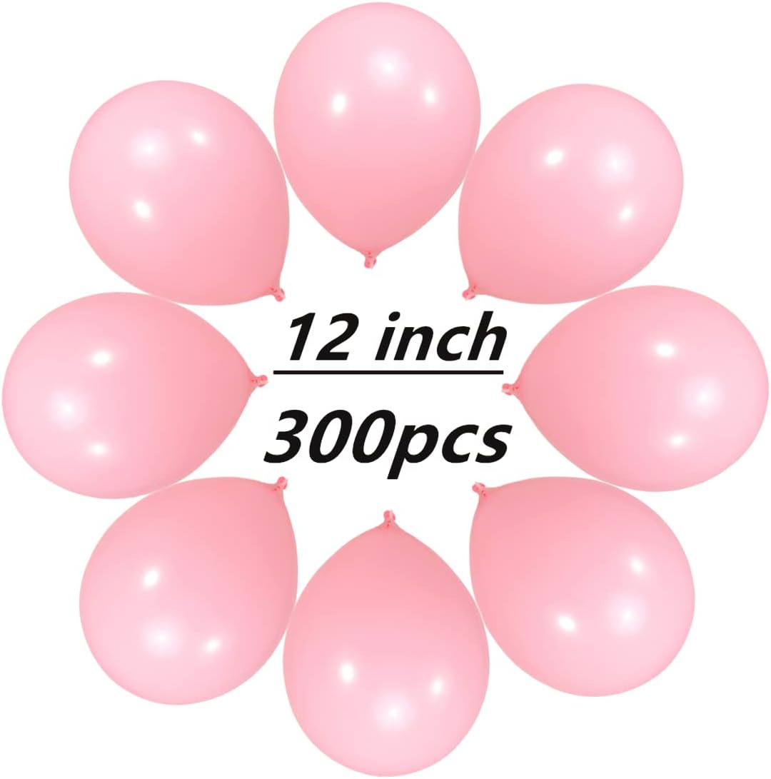 300 Pack Light Pink Balloons 12 inch Pink Latex Party Balloon Bulk for Various Party Events Decorations