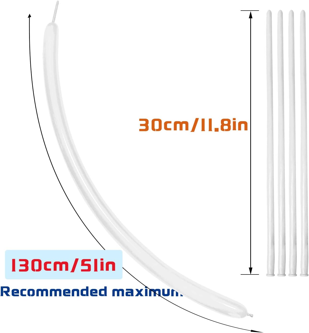 260 Balloons, Thickening Long Balloons for Tying Balloon Arch, Twisting Latex Animals Magic Modeling Skinny Birthday Balloons for Kid‘s Party Wedding Decoartion 100pcs （White）