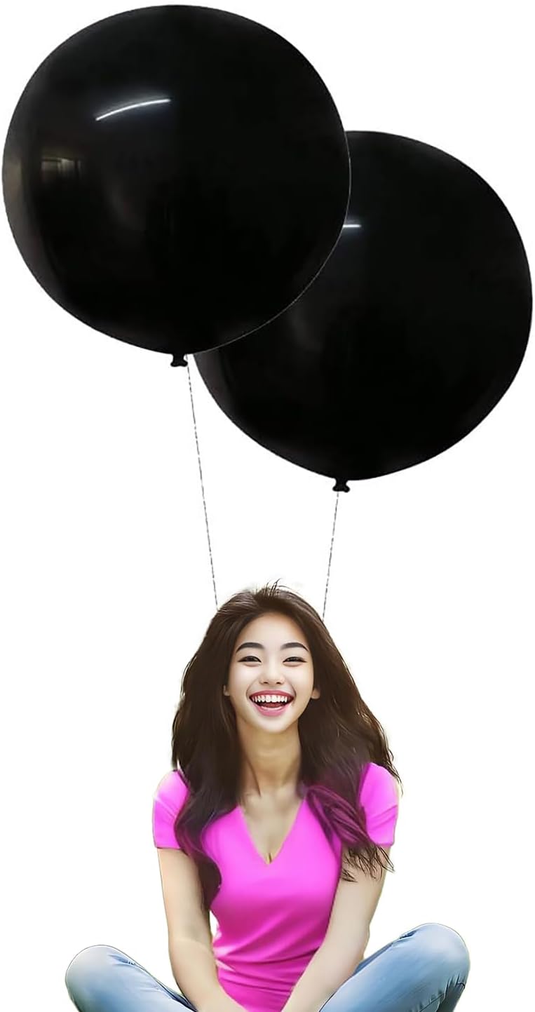 IN-JOOYAA 10Pcs 24 Inch Balloons Black Giant Round Balloons Large Balloon For Wedding Baby Shower Birthday Party Decorations