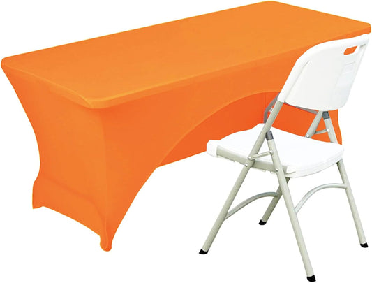 Spandex Table Cover 4 ft. Fitted Polyester Tablecloth Stretch Table Cover Table Topper Open Back - Orange