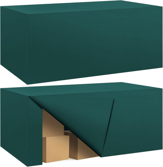 Ascoza 2 Pack Fitted Tablecloth for 8 Foot Rectangle 96 x 30 Inch Peacock Blue Table Covers Water Resistant Polyester Cloth for Folding, Parties,Display, Trade Show (Peacock Blue)