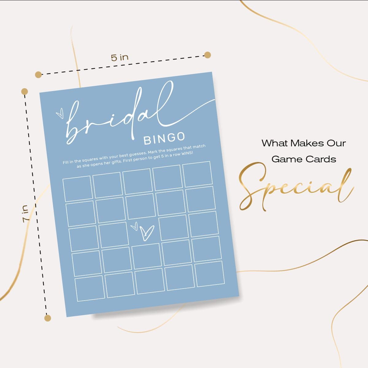 Bridal Shower Bingo, What Will The Bride to Be Receive, 25Pcs Bridal Bingo Game Cards, Engagement Party Games for Guests, Minimalist Blue Wedding Party Supplies - B18