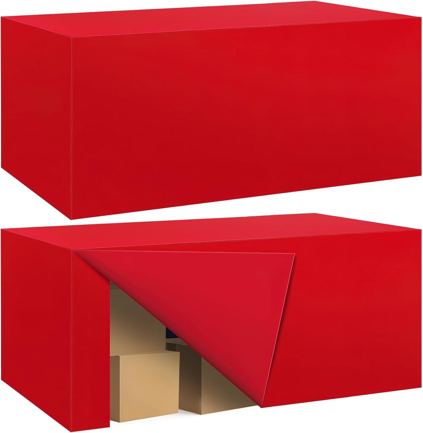 Ascoza 2 Pack Fitted Tablecloth for 8 Foot Rectangle Tables 96 x 30 Inch Red Table Covers Water Resistant Polyester Table Cloth for Wedding, Parties,Display, Trade Show (Red)