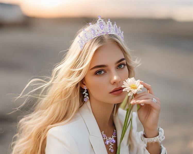 Kamirola Tiaras and Crowns for Women,Tiaras Earrings Necklace, Crystal Bridal Jewelry Set, Costume Party Halloween Prom Pageant Jewelry for Women(TR45)