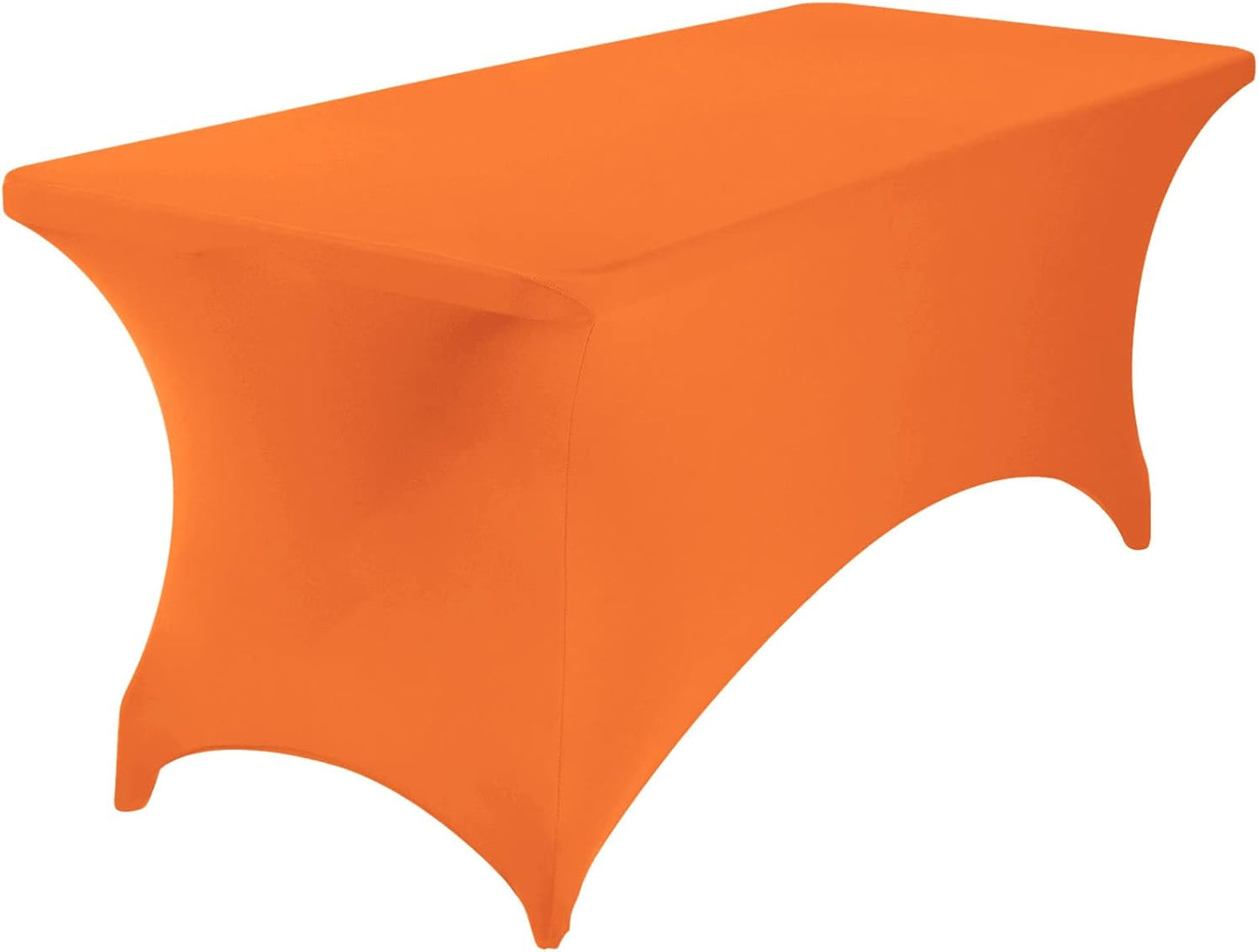 4Pack Spandex Waterproof Table Covers 6ft，Spandex 6ft Waterproof Table Cover for Party,Wedding, Banquet, and Events(Orange)