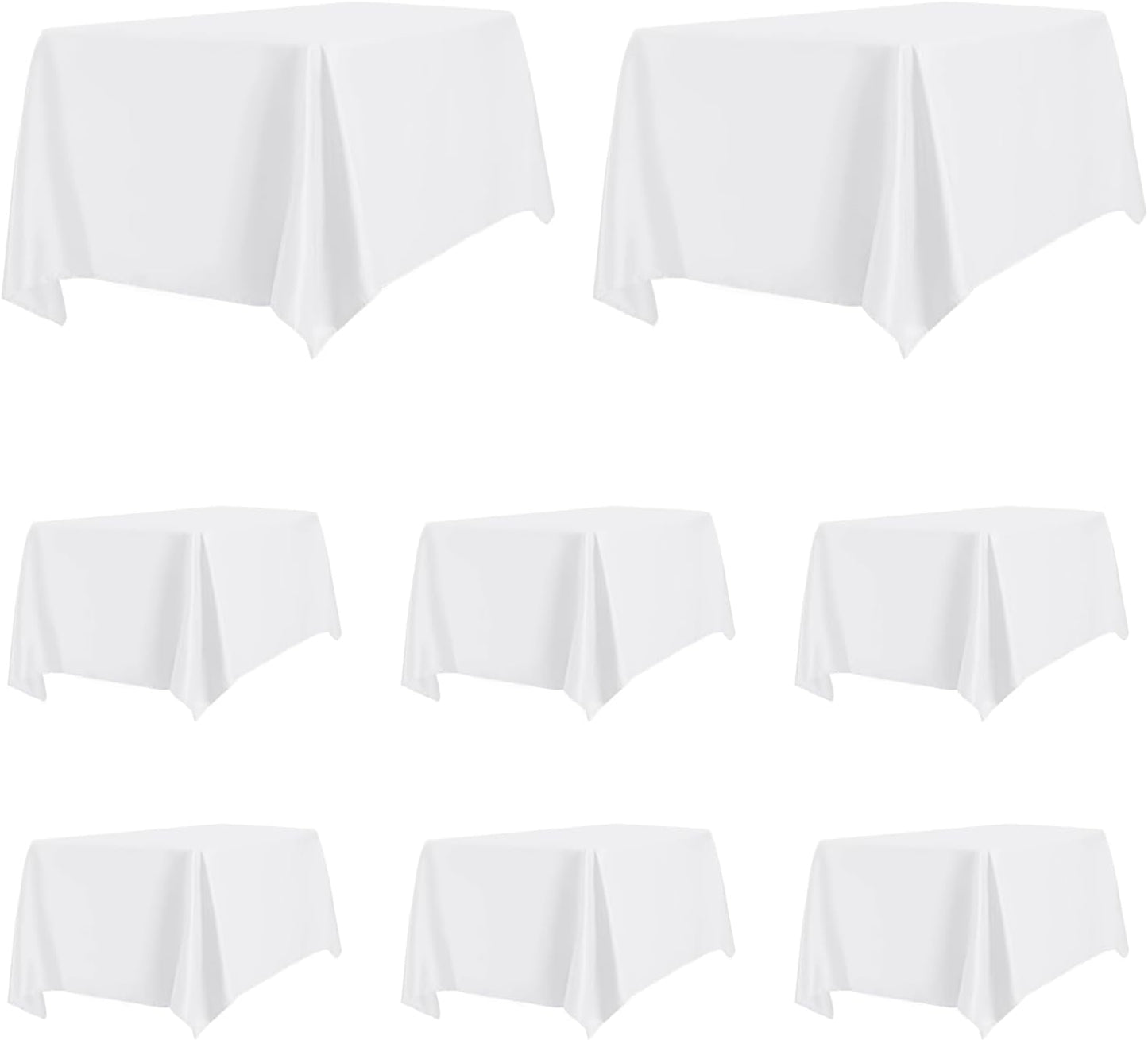 PureFit 8 Pack Rectangle White Table Cloths 60 x 102 Inch for 6Ft Tables, Stain and Wrinkle Resistant Table Linens for Home Use, Wedding, Party, Banquet and Camping