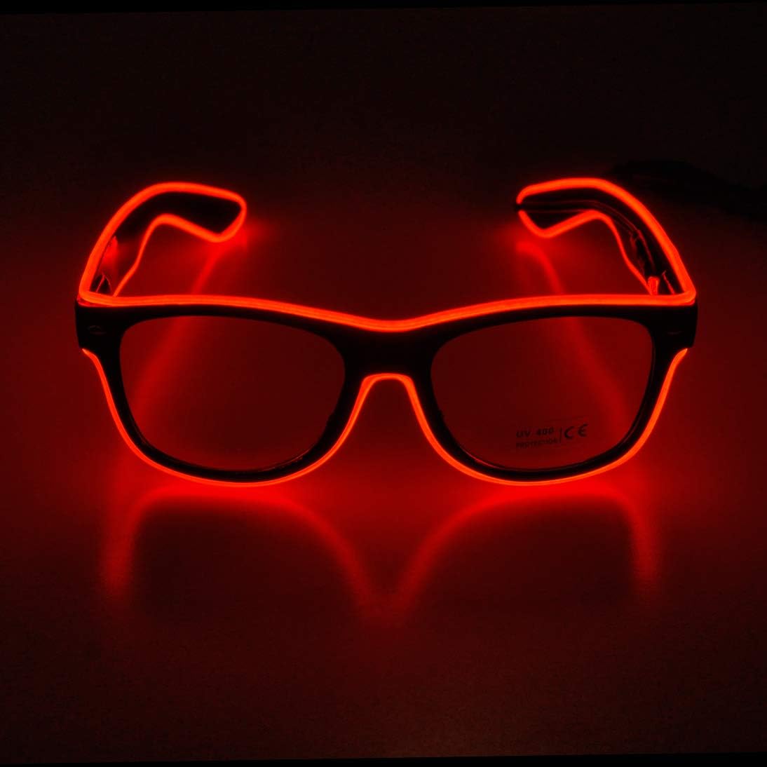 Aquat Light up EL Wire Neon Rave Glasses Glow LED Sunglasses Costumes For Party, EDM, Halloween, Wired with Battery Power