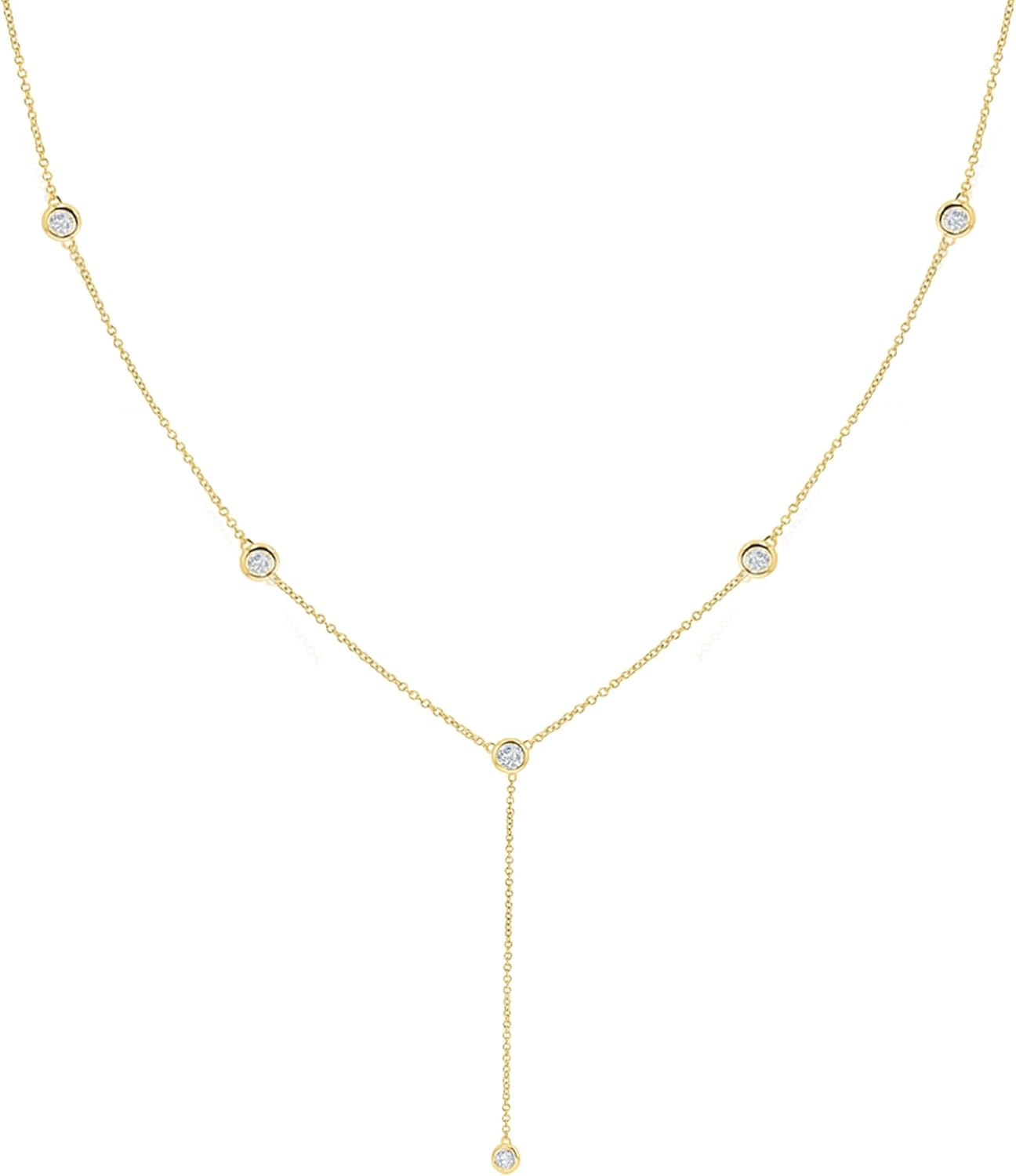 Gold Necklace for Women, Dainty Gold Long Necklaces 14k Gold Plated Prom Lariat Necklace Cute Choker Necklaces for Women Trendy Stuff Fashion Costume Gold Accessories Christmas Jewelry Gifts
