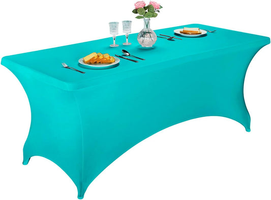 LZY Spandex Fitted Stretch Table Cover for 6 ft or 4ft or 8ft Folding Table, Rectangular Cocktail Tablecover, Perfect for Party and Banquet