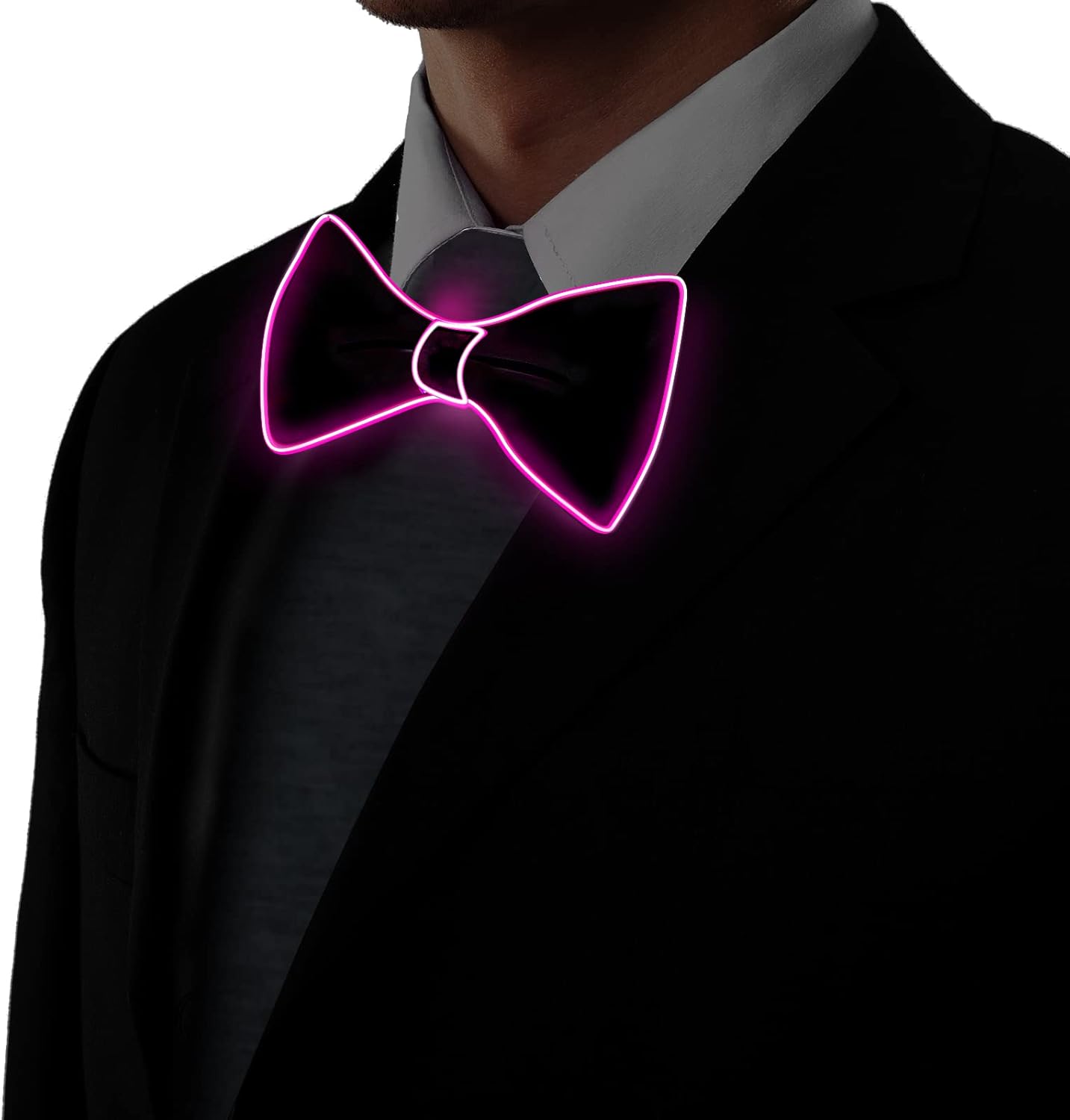 Ainiv Light Up Neckties Bowties Suspenders LED Party Supplies Glow in the Dark Adjustable for Women and Men Parties