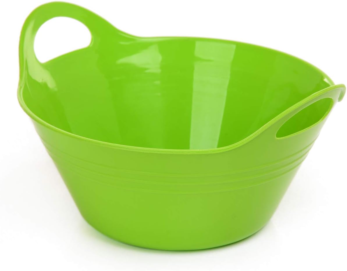 Mintra Home Plastic Bowls with Handles (4.5L Large 2pk, Green)