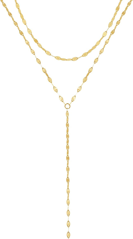 Gold Necklace for Women, Dainty Gold Long Necklaces 14k Gold Plated Prom Lariat Necklace Cute Choker Necklaces for Women Trendy Stuff Fashion Costume Gold Accessories Christmas Jewelry Gifts