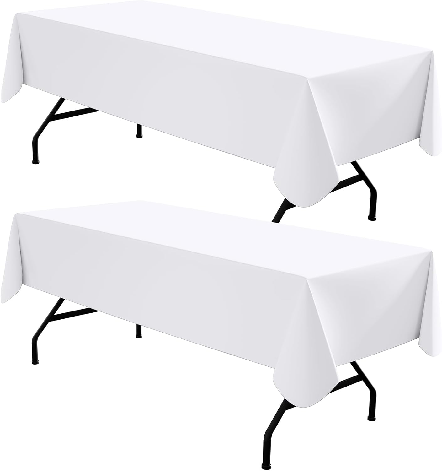 homing 2 Pack Rectangle Vinyl Tablecloth, Waterproof Spillproof Plastic Flannel Backed Table Cloth, Wipe Clean Table Cover for Dining, Buffet Parties and Camping (White, 60" x 84")
