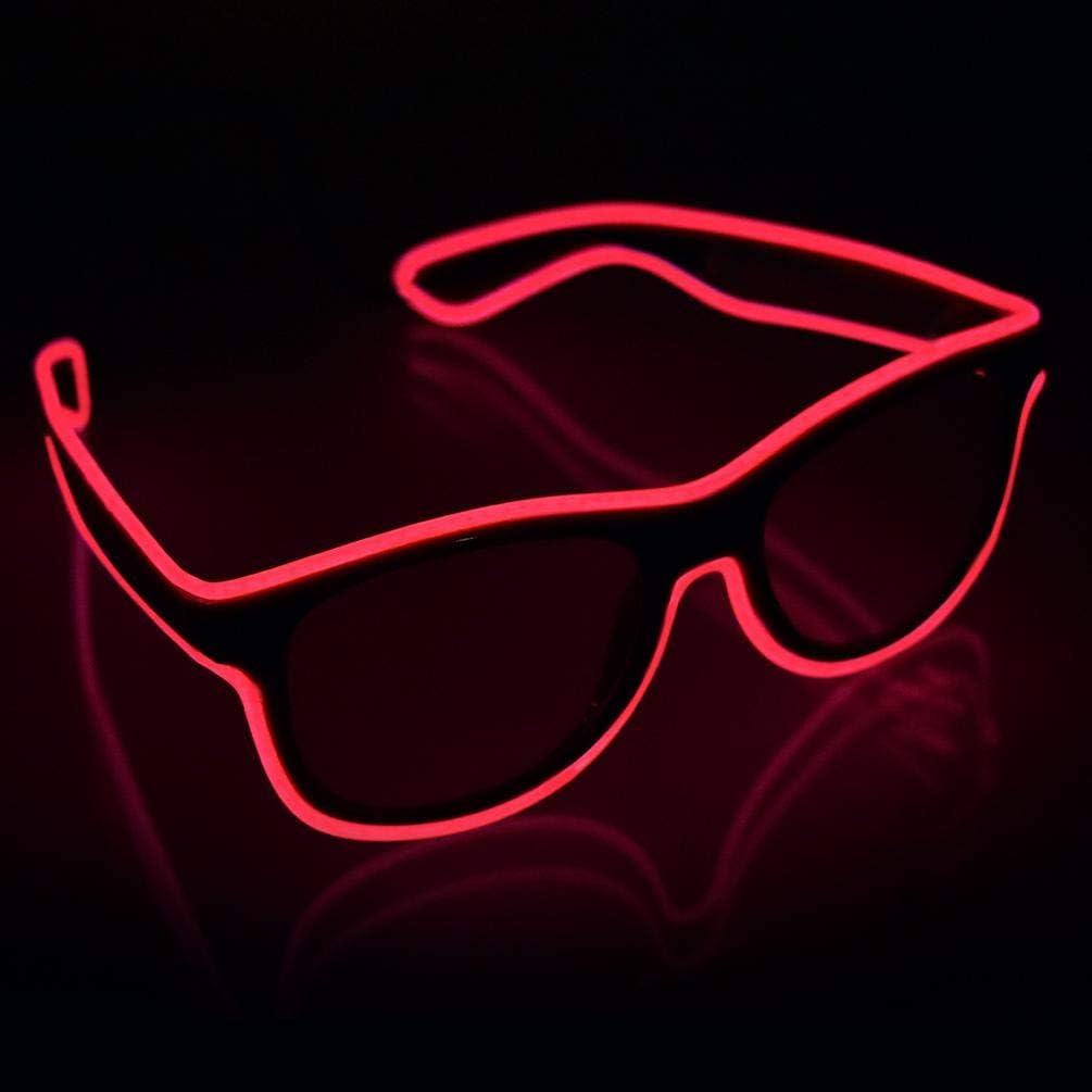 YouRfocus Wireless LED Light Up Glasses Glow in the Dark Neon Rave Glasses for Rave Party, EDM, Halloween，Christmas (Red)