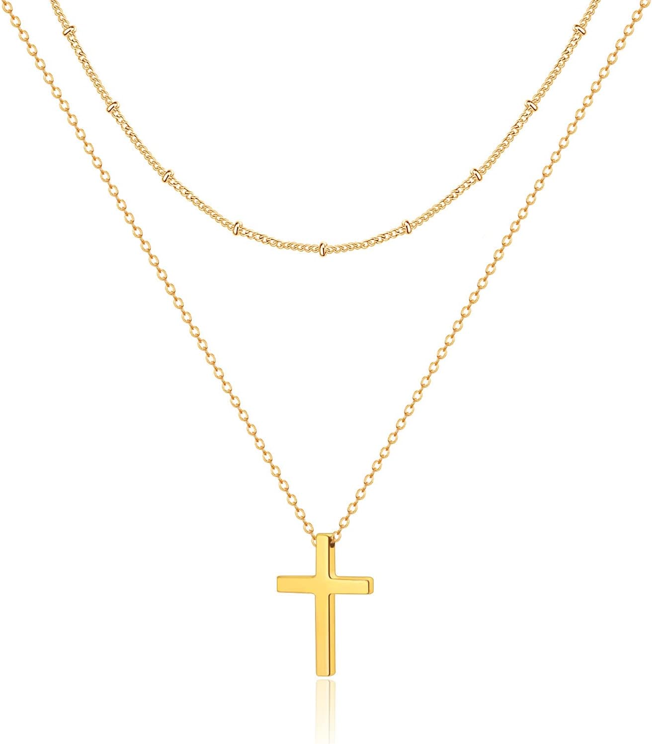 Luxval Lariat Gold Necklace for Women, Dainty Long Necklace 14k Gold Plated/Silver Y-Shaped Pendant Necklaces Trendy Beaded Chain Drop Necklaces Jewelry for Women Gifts