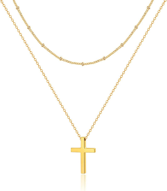 Luxval Lariat Gold Necklace for Women, Dainty Long Necklace 14k Gold Plated/Silver Y-Shaped Pendant Necklaces Trendy Beaded Chain Drop Necklaces Jewelry for Women Gifts