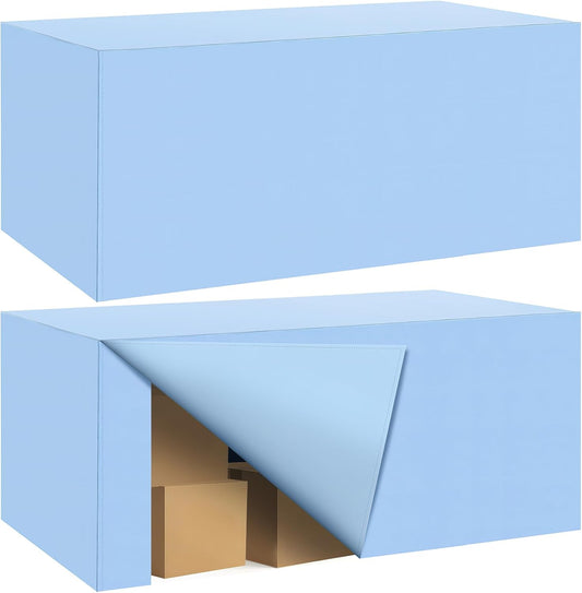 Ascoza 2 Pack Fitted Tablecloth for 8 Foot Rectangle Tables 96 x 30 Inch Blue Mist Table Covers Water Resistant Polyester Table Cloth for Wedding, Parties,Display, Trade Show (Blue Mist)