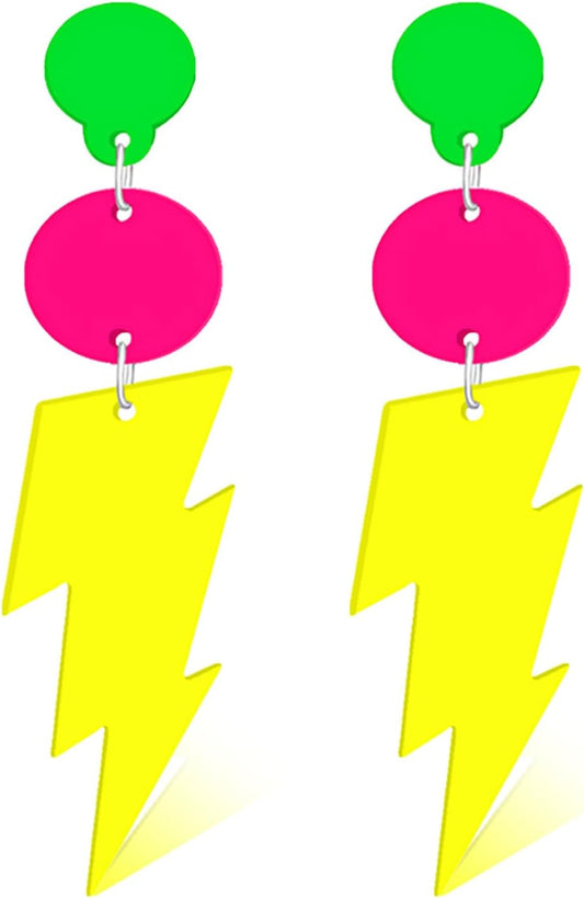 80s 90s Retro Cassette Tape Neon Earrings for Women Acrylic Radio Earring Set for 80s 90s Accessories Cosplay Party Jewelry Gifts