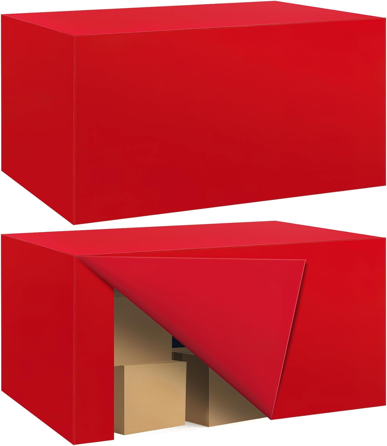 Ascoza 2 Pack Fitted Tablecloth for 4 Foot Rectangle Tables 48 x 24 Inch Red Table Covers Water Resistant Polyester Table Cloth for Wedding, Parties,Display, Trade Show (Red)