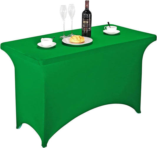 FORLIFE Spandex Table Covers，Fitted Tablecloth for Rectangular Tables, Stretch Patio Table Covers, Universal Spandex Table Cover for Wedding, Banquet, Party (4ft, Emerald)
