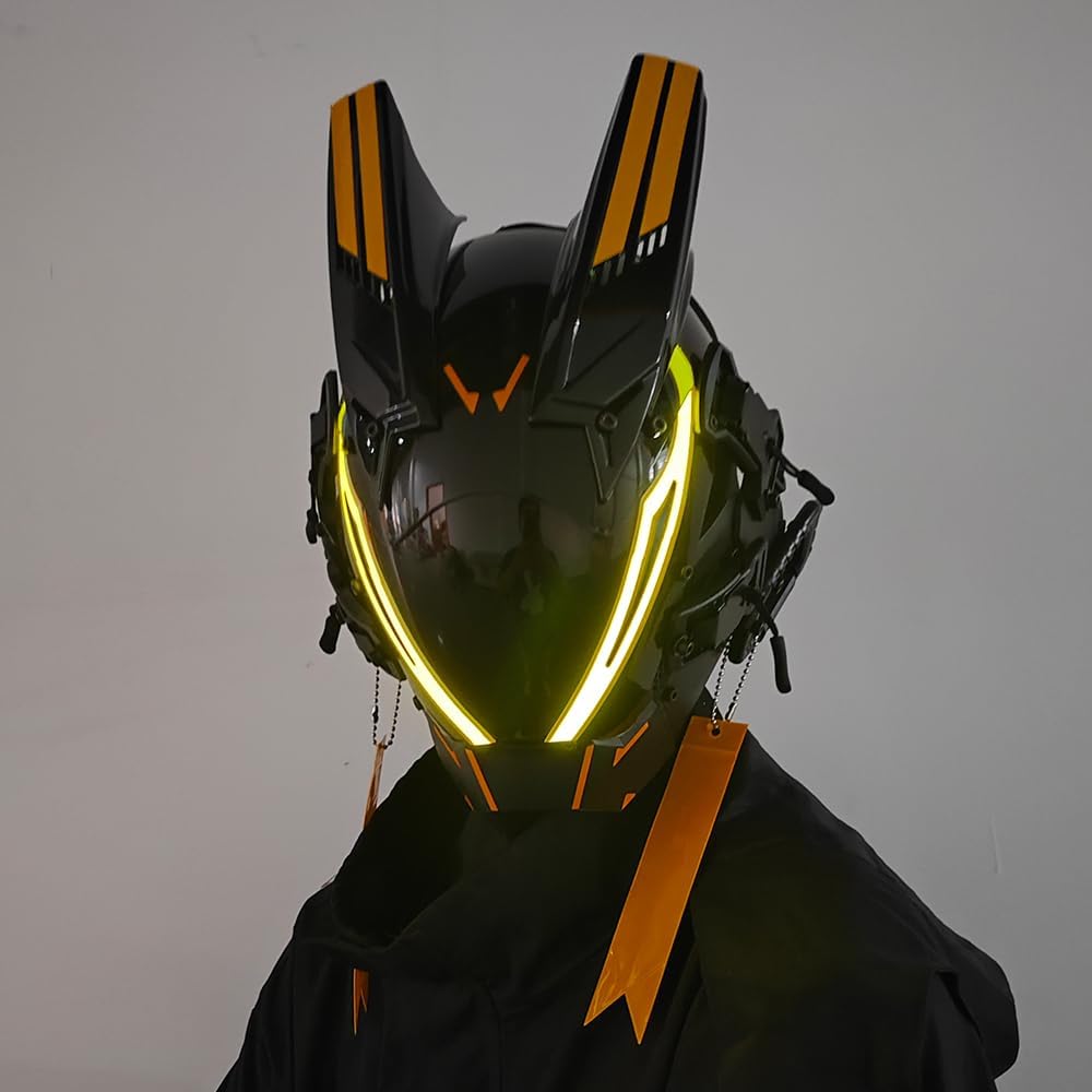 KYEDAY Punk Mask for Men,LED Mask for Women,Futuristic Punk Techwear, Cosplay Halloween Fit Party Music Festival Accessories