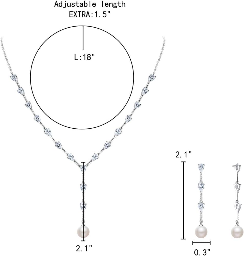 EleQueen Women's Simulated Pearl Wedding Jewelry Set, Cubic Zirconia Marquise Floral Bridal Necklace Earrings Bracelet Sets