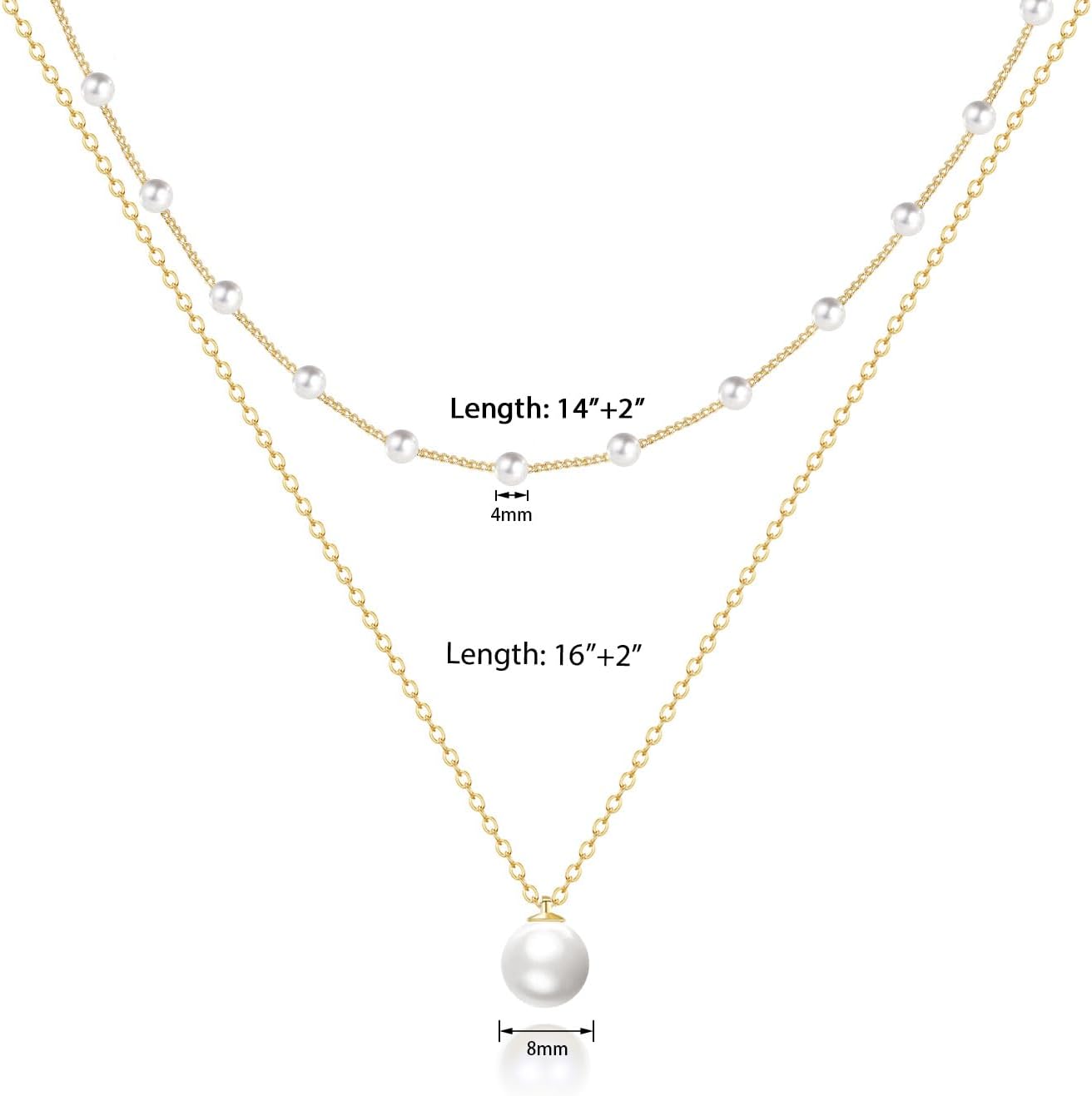 OGD Gold Pearl Necklaces Set for Women 14K Gold Plated Dainty Layered Pearl Cute Daisy Pearl Choker Gold Necklace Gifts for Women Gold Trendy Jewelry Gifts