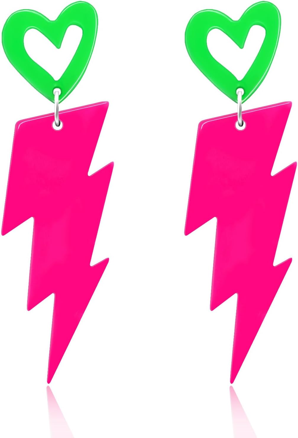 80s Neon Earrings for Women Acrylic Lightning Bolt Drop Earrings Retro 80s 90s Glow Party Accessories Neon Jewelry for Halloween Costume Outfit
