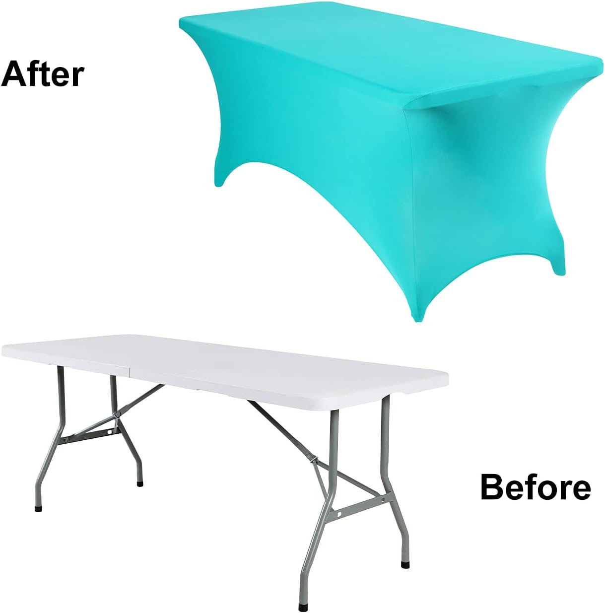 2Pack Spandex Waterproof Rectangular Tablecloths, 6FT, Turquoise, Stretchable, Stain Resistant, All-Season, Party, Wedding, Banquet, Events