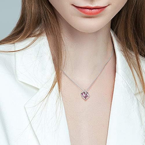 Aurora Tears Birthstone Necklace/Earring 925 Sterling Silver Women Cross/3D Cube/Cresent Moon Birth Stone Jewelry Mens Birthday Gift Anniversary Present