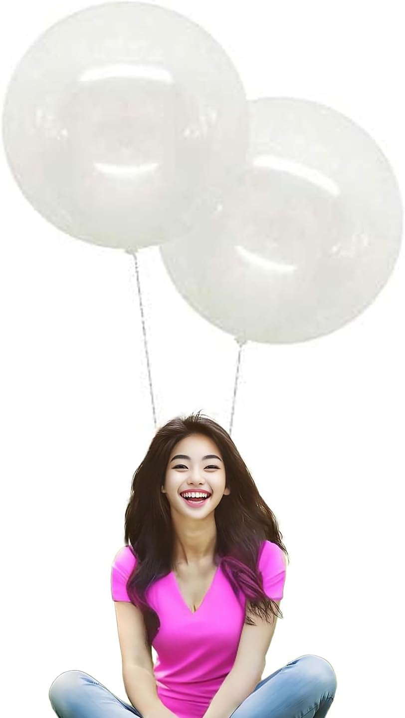 24 Inch Latex Round Balloons 10 Pack Clear Thick Big Balloons for Photo Shoot Wedding Baby Shower Birthday Party Decorations by IN-JOOYAA