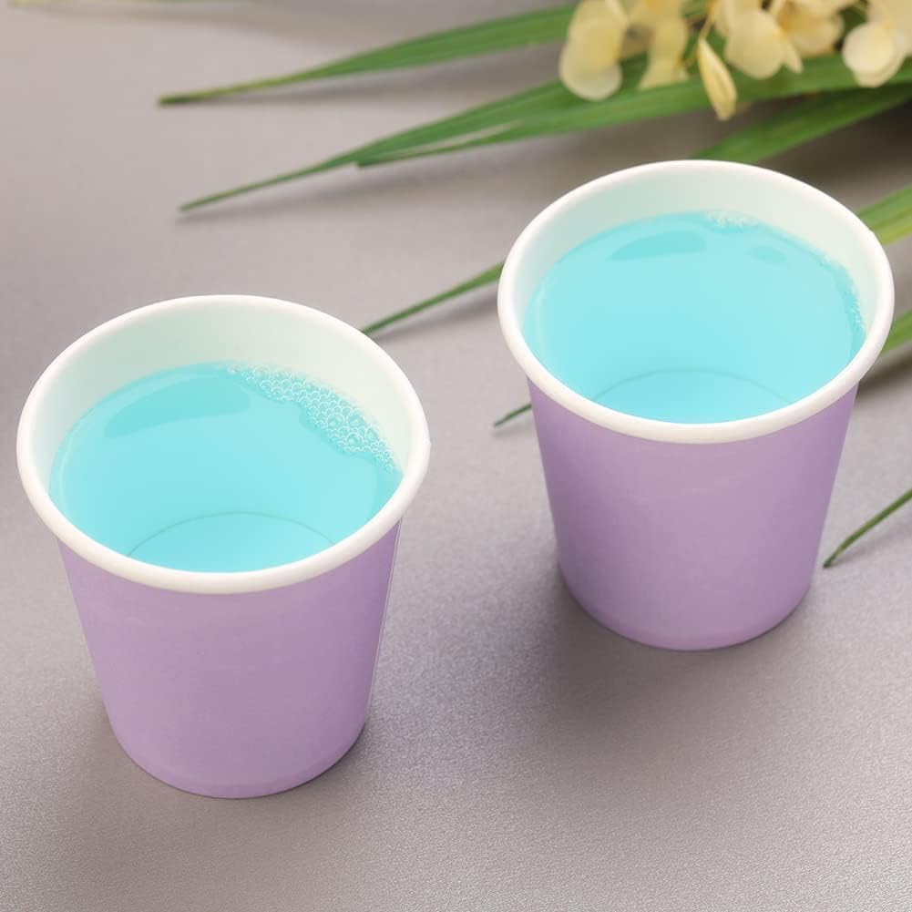 3 oz 100 Packs Small Disposable Mouthwash Cups Bathroom Paper Cups Espresso Paper Cups Paper Hot Cups for Snack Bathroom Espresso Perfect for Home Condos Rvs Campers (Purple)