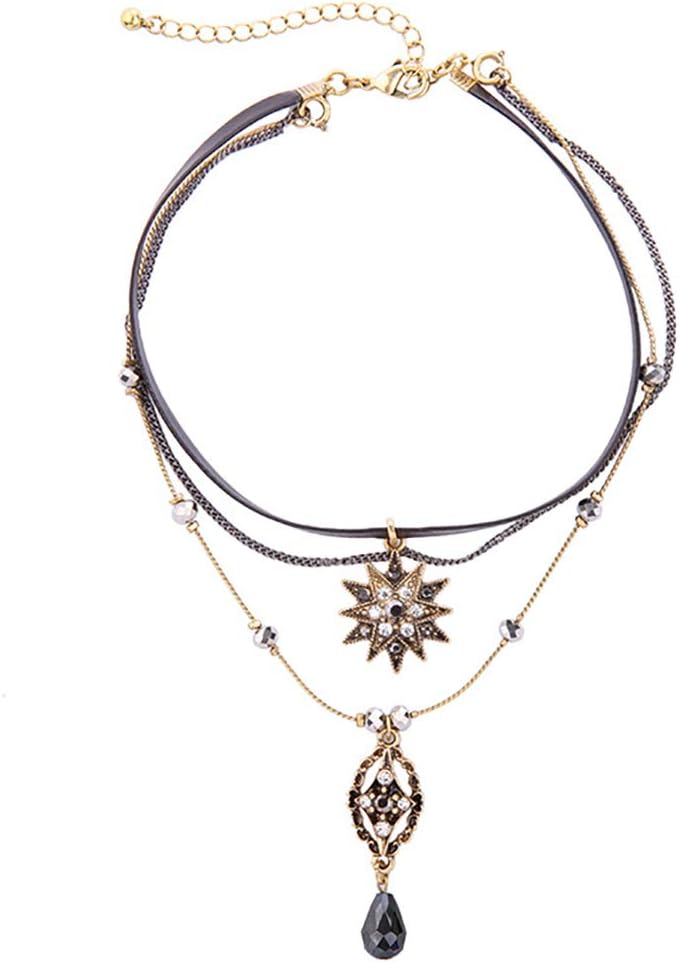 Choker Necklaces for Women, Layered Stars Pendant Necklace Jewelry
