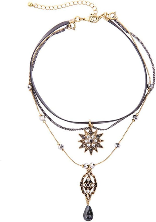 Choker Necklaces for Women, Layered Stars Pendant Necklace Jewelry