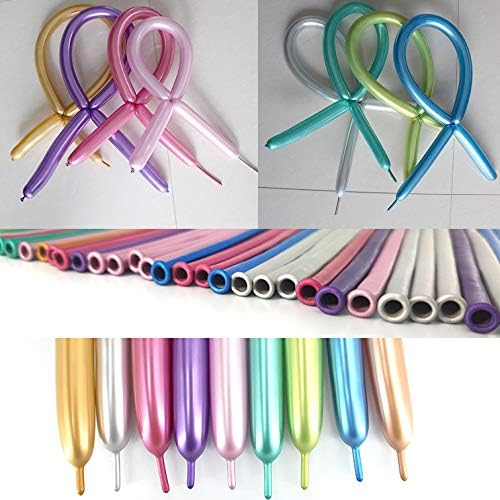 100Pcs Metallic 260 Balloons, Color Chrome Long Balloon for Animals, 260 Art Ballon for Twisting, Skinny Modeling Supplies for Birthday Party Wedding Festival Decorations. Multi