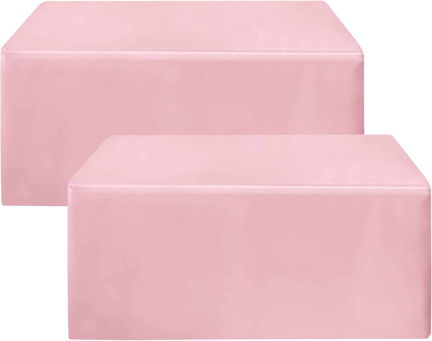 HolidayIdeas Pink Fitted Table Covers - 96 x 30 Inch - 2 Pack Rectangle Tablecloths for 8 Foot Tables, Polyester Fabric Tablecloth for Parties, Baby Shower, Wedding, Trade Show
