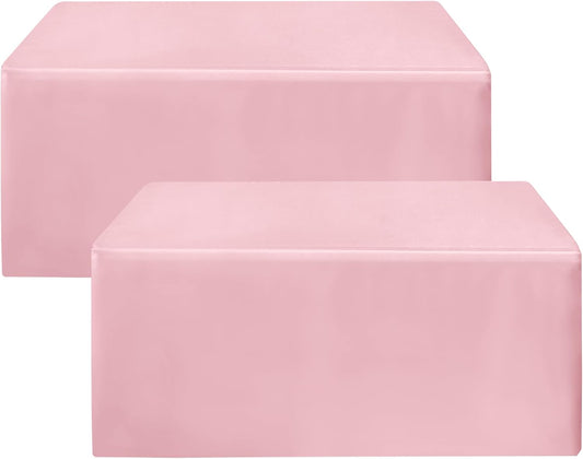 HolidayIdeas Pink Fitted Table Covers - 96 x 30 Inch - 2 Pack Rectangle Tablecloths for 8 Foot Tables, Polyester Fabric Tablecloth for Parties, Baby Shower, Wedding, Trade Show
