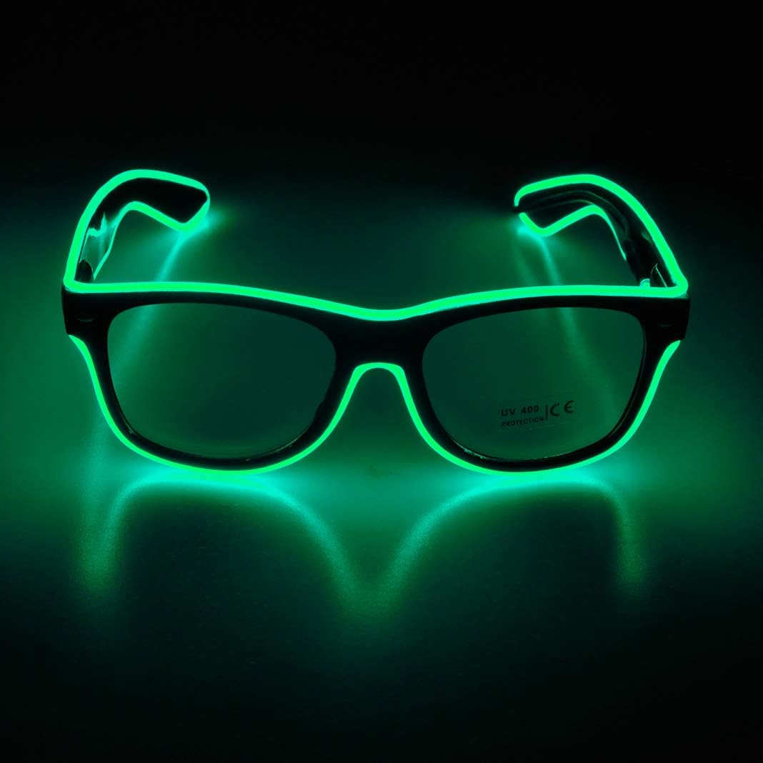 Aquat Light up EL Wire Neon Rave Glasses Glow LED Sunglasses Costumes For Party, EDM, Halloween, Wired with Battery Power