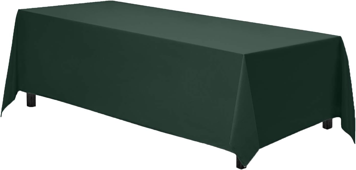 Gee Di Moda Rectangle Tablecloth - 90 x 156 Inch Hunter Green - Heavy Duty Washable Polyester - 8 Ft Table, Holiday Party, Wedding & Baby Shower