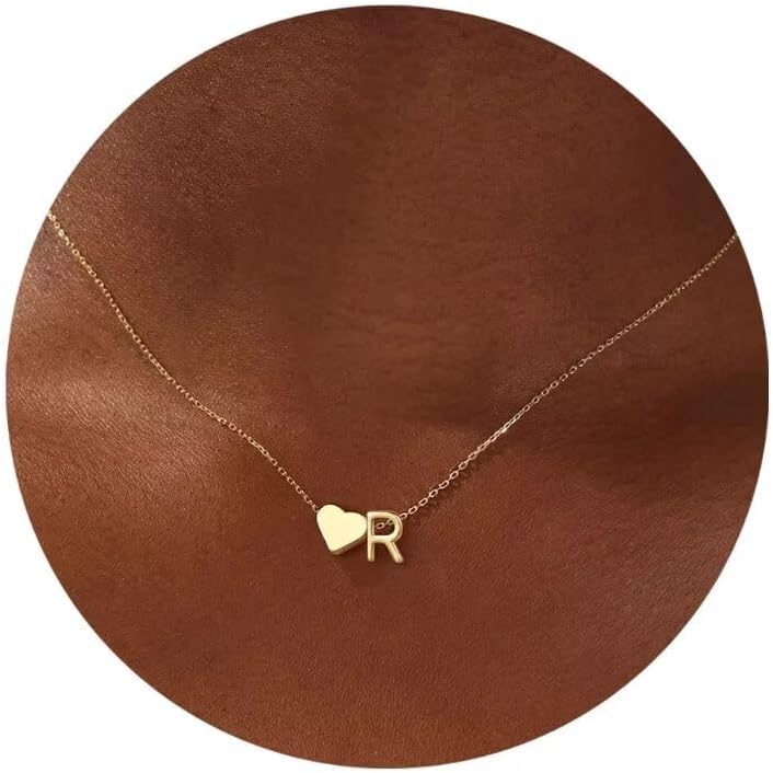 Turandoss Heart Initial Necklace for Women Teen Girls - 18K Gold Plated Letter A-Z Pendant Necklace Dainty Heart Necklaces Tiny Initial Necklaces Birthday Gifts for Women Jewelry