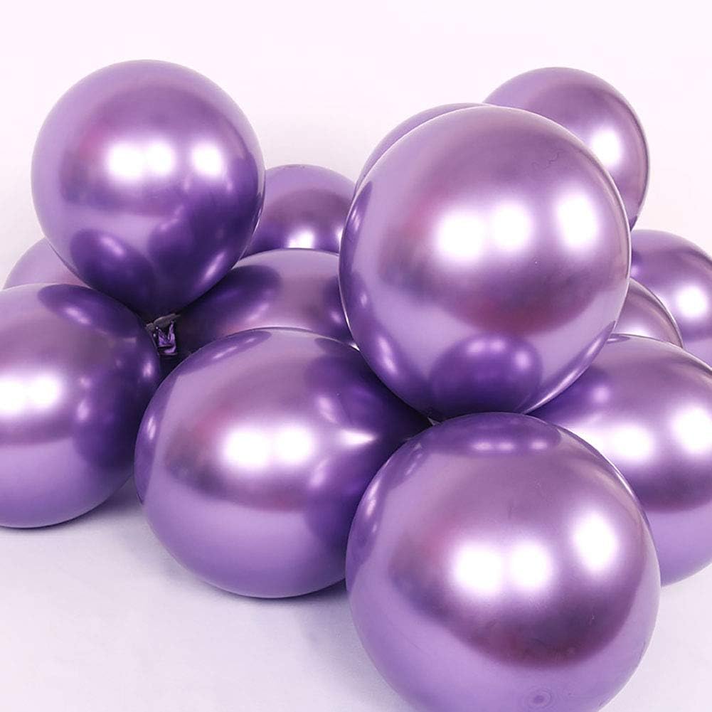 KALOR 12 Inch Metallic Purple Balloons, 50 Pcs Latex Helium Metallic Balloons for Kid's Birthday Party, Baby Shower, Wedding, Graduate Party Decorations